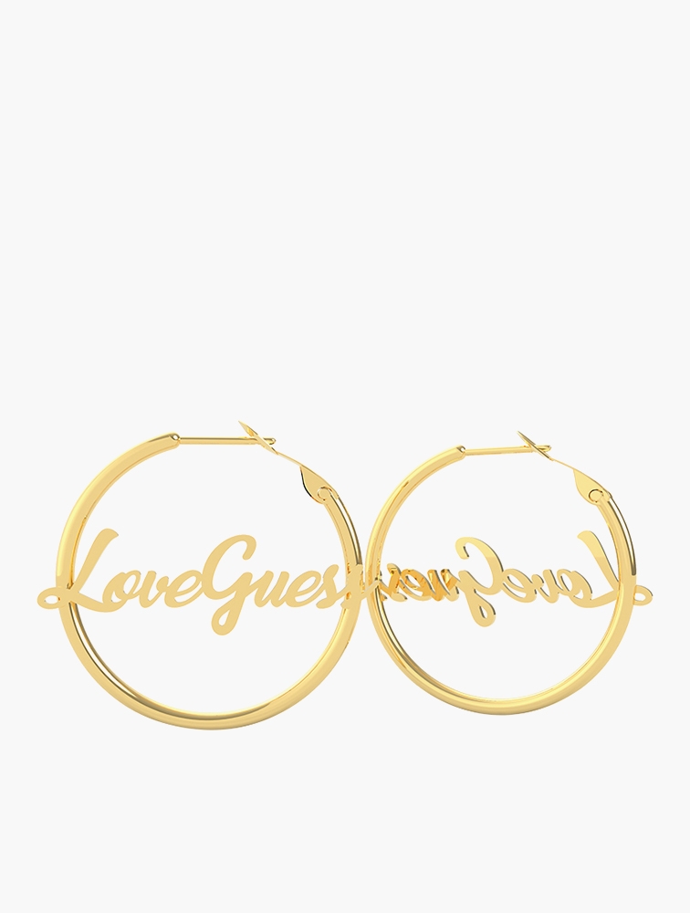 MyRunway Shop GUESS Gold Love Guess Hoop Earrings for Women from